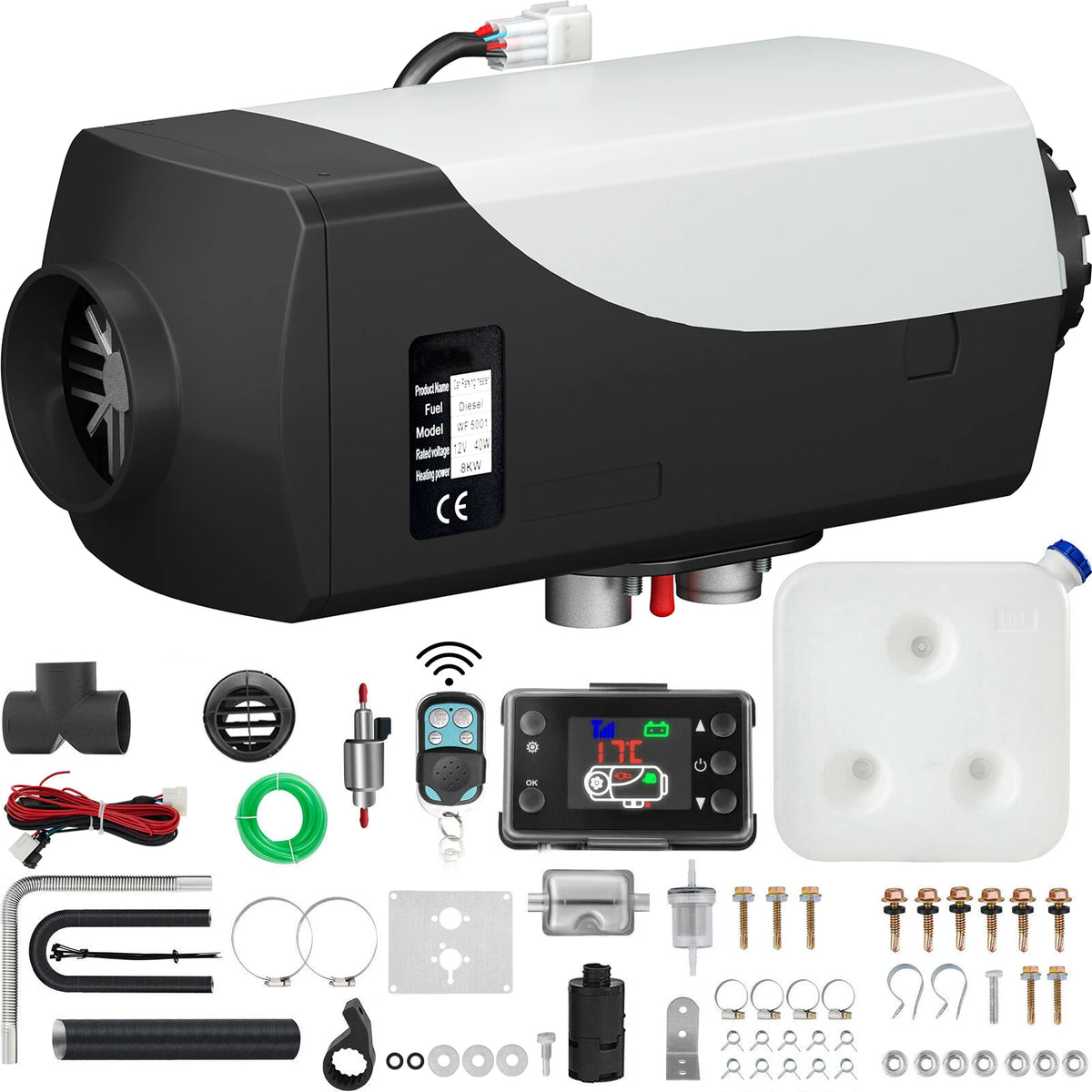 SucceBuy Diesel Heater 12V Diesel Air Heater 8KW Diesel Parking Heater Remote Control with LCD Switch for Car Truck Motor-home