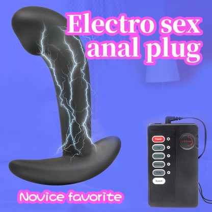 BDSM Electric Shock Silicone Anal Plug E-stim Buttplug Dildo G-Spot Prostate Massager Anus Dilator Intimate Goods Masturbator