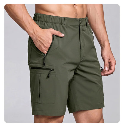 Men's Cargo Shorts; Summer Waterproof Breathable Comfortable; Multi-Pocket; Outdoor Casual Sports Beach Pants; Elastic Waistband