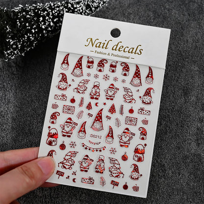 Winter Christmas Atmosphere Nail Stickers Snowman Snowflake Wapiti Self-adhesive High Quality Cute Nail Stickers Nail Art Deco