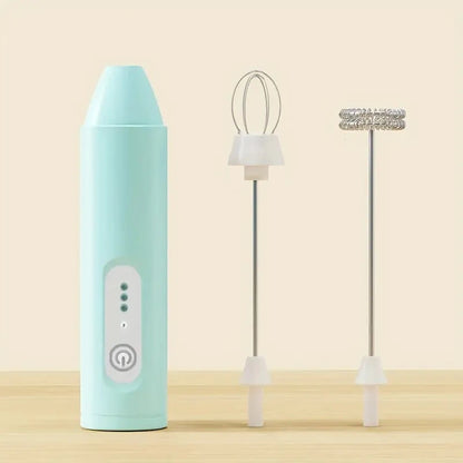 2-in-1 Electric Milk Frother and Handheld Mixer with USB Charging, 3-Speed Adjustable Powerful Motor, Handheld Milk Frother
