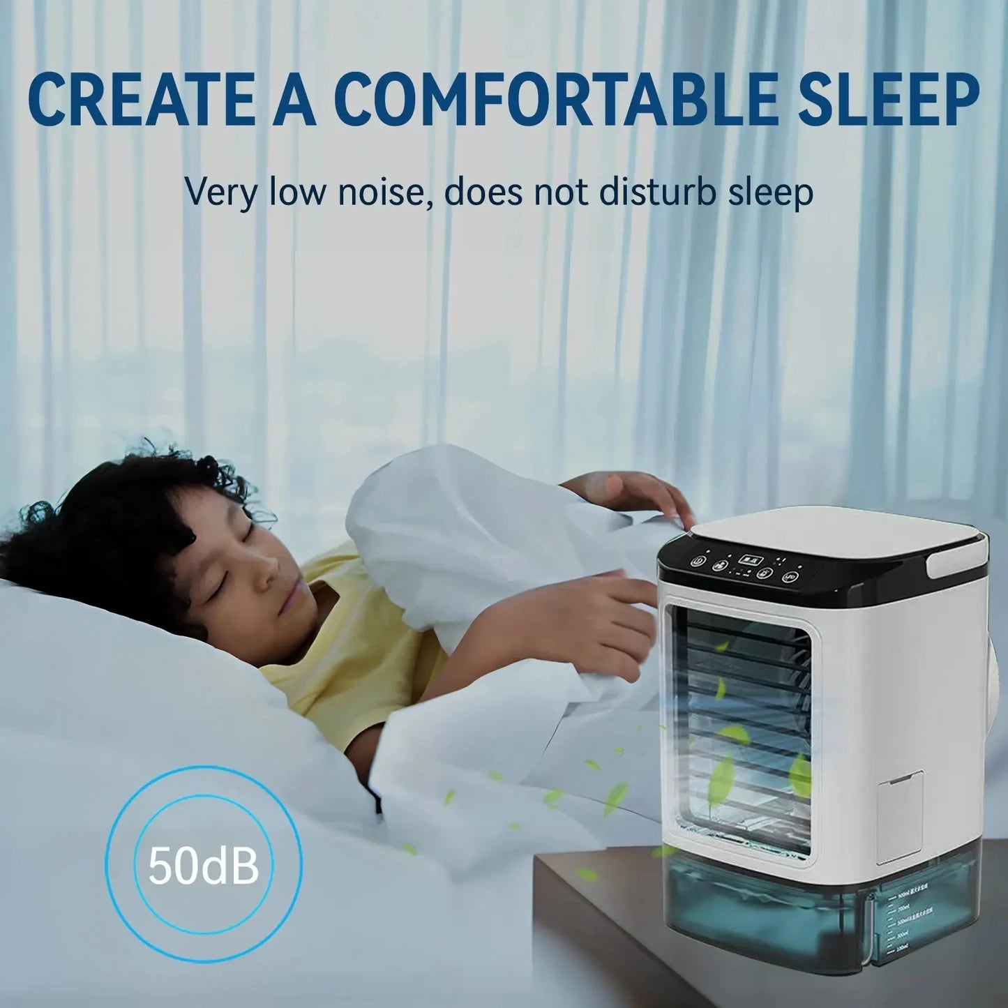 Portable air conditioner 3-speed Mini Air Conditioning 900ml Water Tank Air Cooler with 7-color Night Light For Office Bedroom