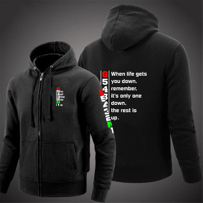2025 Spring Autumn Men's Manual Transmission 1N23456 Motorcycle Logo Printed Popular Cardigan Classic Solid Color Hooded Hoodies