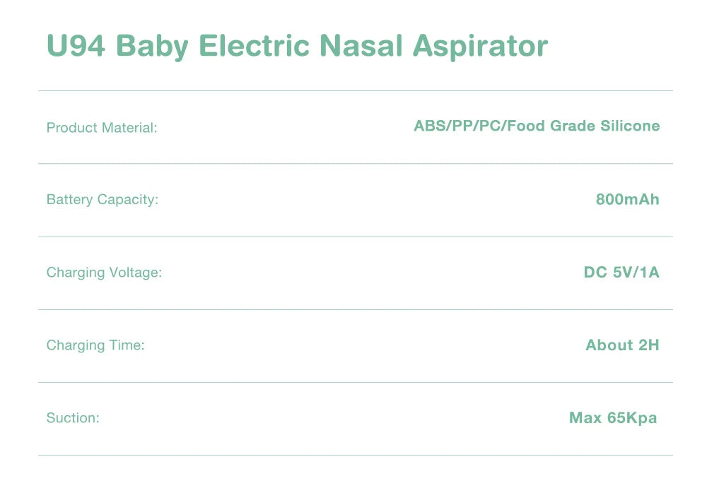MAMIJOY  Electric Nasal Absorber Silent Baby Obstruction Rhinitis Cleaner Nasal Aspirator Nasal Mucus Cleaning Tool Fro Newborn