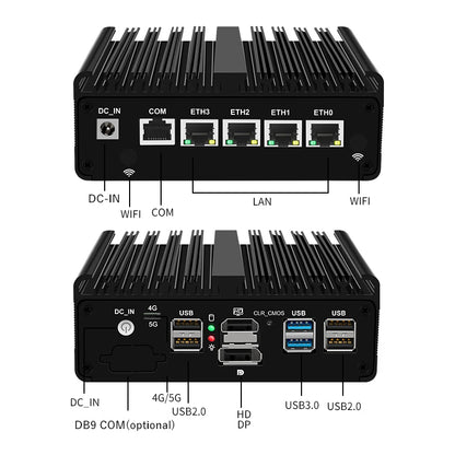 Topton Solid Fanless Firewall Mini PC VPN Gateway Intel N150 N5105 J6412 J5005 7305 6305 4x2.5G LAN Home Server PfSense Computer
