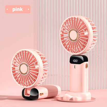 Lenovo Portable Handheld Fan Foldable Neck Hanging Fans 5 Speed USB Rechargeable Fan with Phone Stand & Display Screen 1800mAh