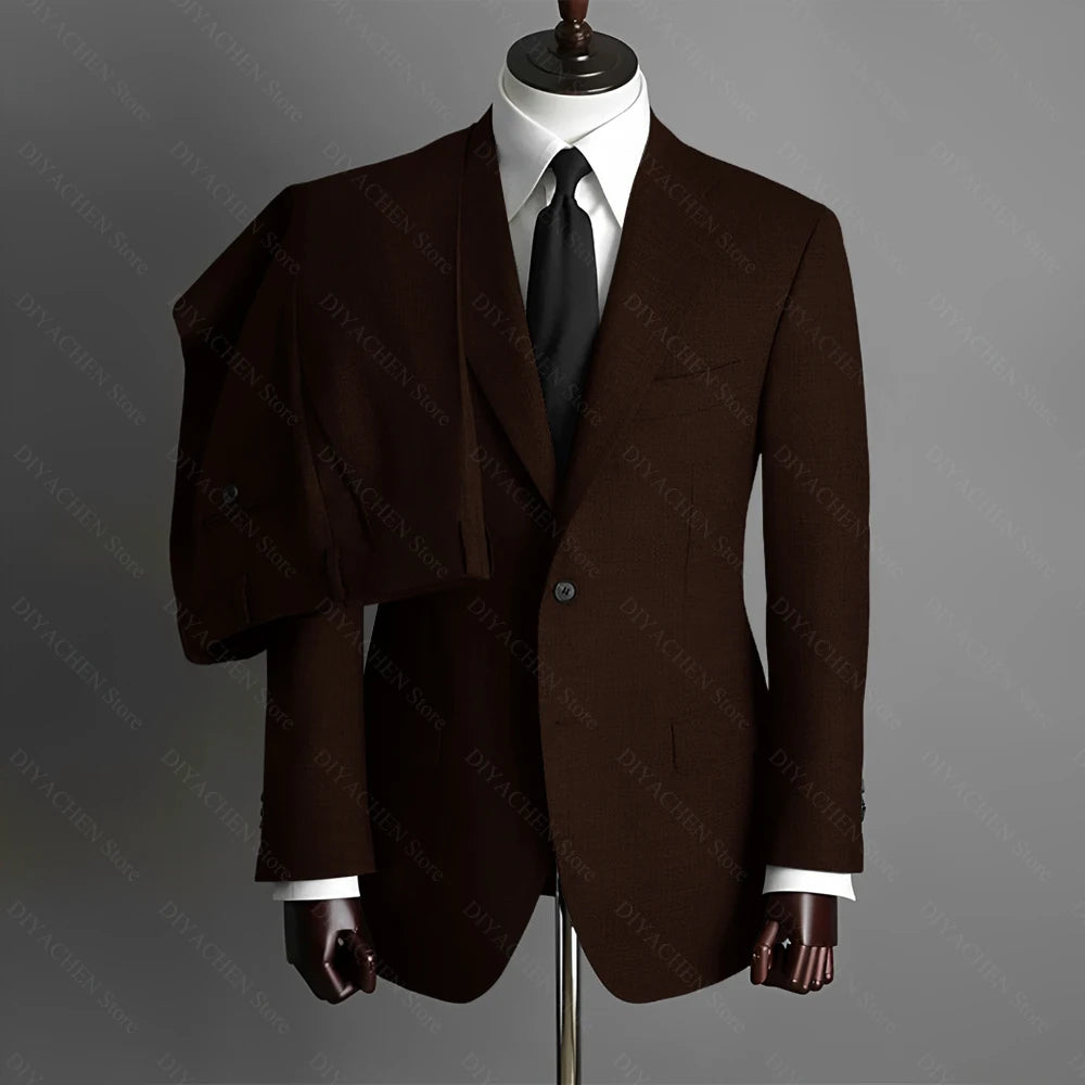 Fashion Gray Men Suits High-end Single Breasted Wedding Tuxedo Business Casual Office Male Suit Slim 2 Piece (Blazer+Pants)