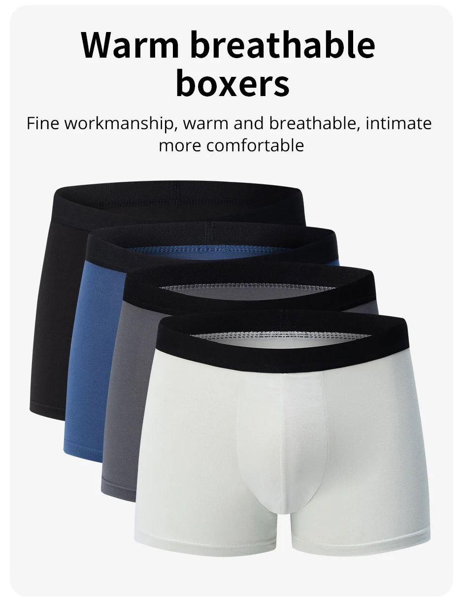 4 Pack Europe And America Size Men'S Solid Color Sexy Boxer Underwear Antibacterial Breathable Plus Size Men'S Shorts Underwear