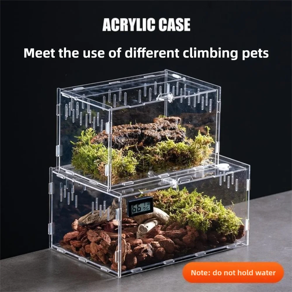 Durable Acrylic Reptile Habitat Anti-Escape Multiple Size Spider Feeding Case Clear Arboreal Lizard Breeding Box for Chameleon