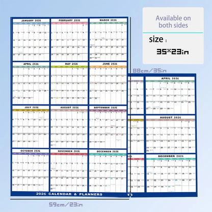 Large Dry Erase Calendar for Wall 2026 Wall Calendar 12 Month  22.83X34.56 Inch Yearly Schedule Organizer for Indoor Home Fridge