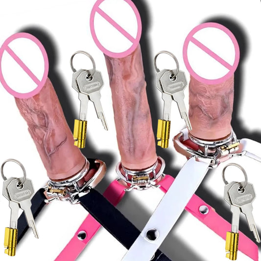 FRKO Silicone Real Big Dildo with Flat Chastity Cage Device Inverted Chastity Accessories Role-Playing Sextoys 정조대 BDSM 18+