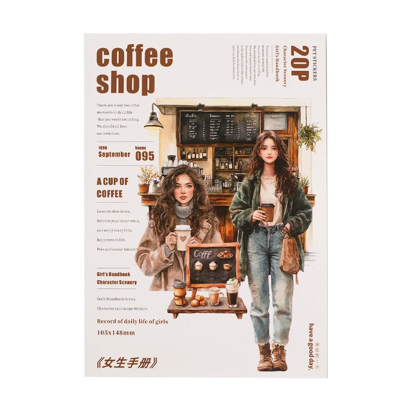 JIANQI 20 Sheets PET Die cut Stickers book Girl's Handbook Decorative handmade Scrapbooking Material Diary Album Craft Supplies