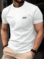 Summer men's 100% pure cotton casual fashionable loose retro compass mountain pattern printed round neck short sleeved T-shirt