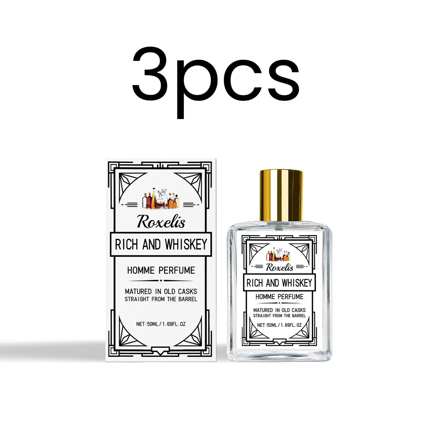 Roxelis Whiskey Scent Perfume Exude Elegance Lasting Charm Boost Confidence Light Fragrance Level Fragrance Spray for Men 50ml