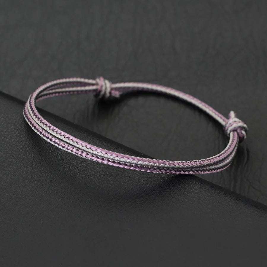 Minimalist Handwoven Rope Bracelet Unisex Sliding Adjustable 4 Styles Chroma 2mm Ethnic Cord Braclet Couple Casual Daily Jewelry