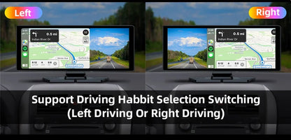 7"/10.26" 4K Dash Cam Wireless Carplay Android Auto 350° Rotating Lens Car DVR GPS Navigation Dashboard Video Recorder Bluetooth