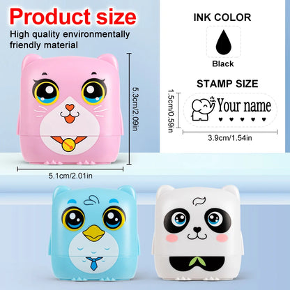 Kids Personalized Stamp - Custom Embossed Seal for School Projects, Travel-Friendly Gift Set with Storage Case & Unique Designs