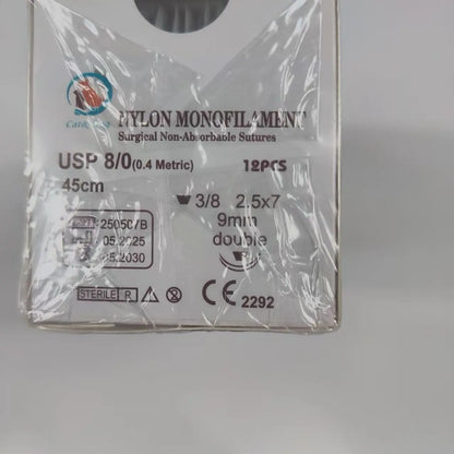 12PCS 45cm 8-0 Double Spade Needle Veterinary Ophthalmic Sutures PGA Or Nylon Polypropylene for Canine & Feline Eye Procedures