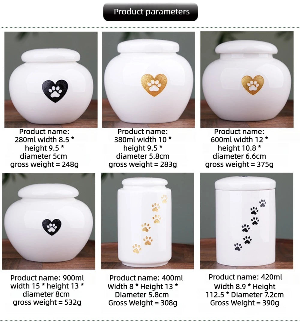 Ceramic Can urns for puppy ashes Sealed and moisture-proof pet souvenir animal funeral urn portable pet memorials and gifts