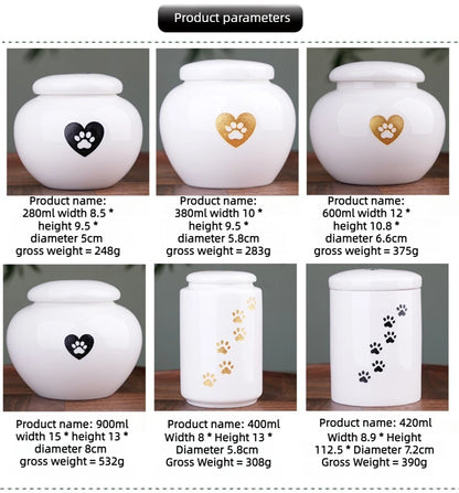Ceramic Can urns for puppy ashes Sealed and moisture-proof pet souvenir animal funeral urn portable pet memorials and gifts