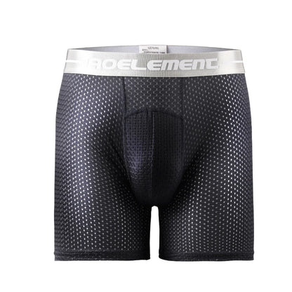Men's Extra Long Sports Underwear Boxer Running Anti-Wear Legs Large Size Ice Silk Loose 100kg Fat Guy Four Corners