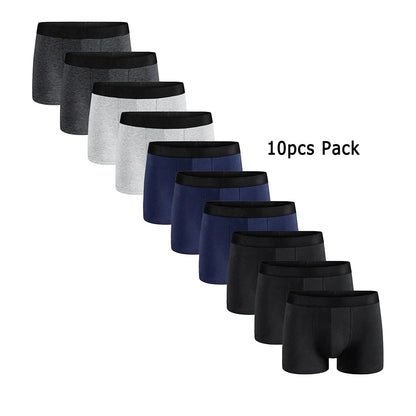 10Pcs Men's Boxer And Briefs Fashion Underwear High Stretch Boxer And Briefs Shorts Breathable Soft Men's Shorts Comfortable