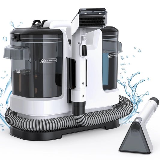 Powerful Carpet Cleaner 13.5 KPa Lubluelu V6 with 1.75L Dual Tanks, 5M Cord 1.7M Hose - Deep Clean Sofa Mattress Car Seat Pet Stains