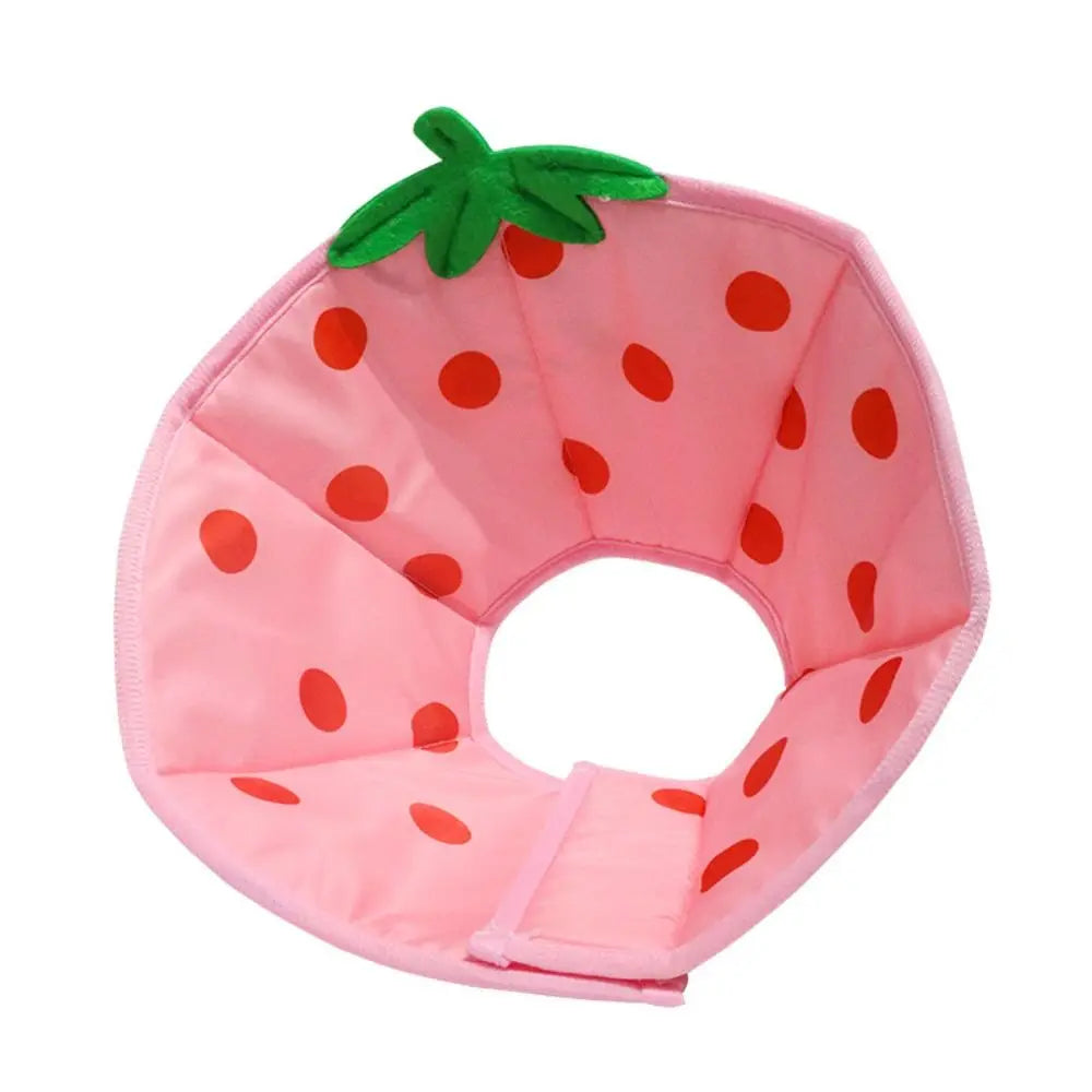 Cartoon Cat Elizabeth Collar Strawberry Bees Cat Neck Protective Circle Breathable Anti-Scratch Cat Dog Grooming Cover
