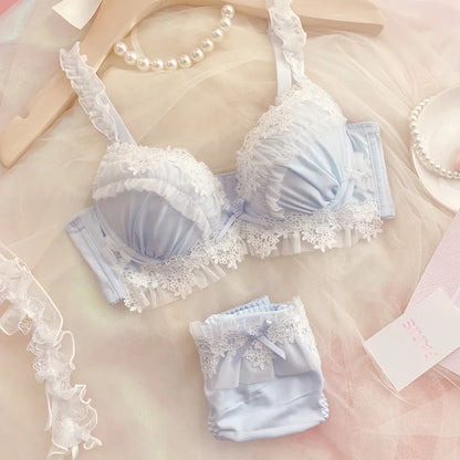 Teen Favorite! MOYISU Japanese Sweet Lolita Bra Set G Cup Heavy Steel Ring Support Heavy Lace Thin Cup Pure Sexy Large Bust CA