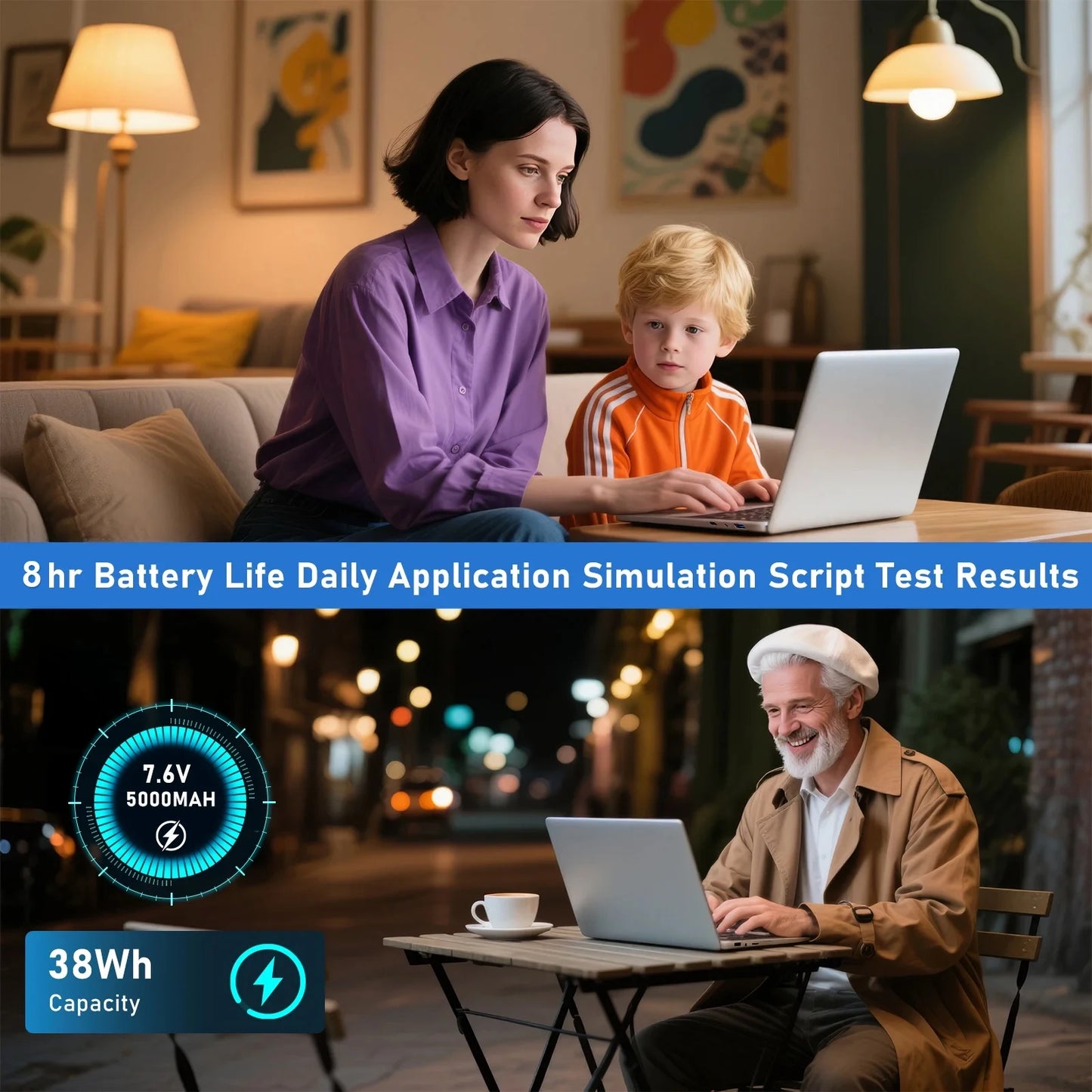 LENO 15.6" Laptop Large-screen 32GB RAM 2TB SSD Intel 6500Y Office Windows11 Notebook 5000mAh Gamer PC with Backlit Fingerprint