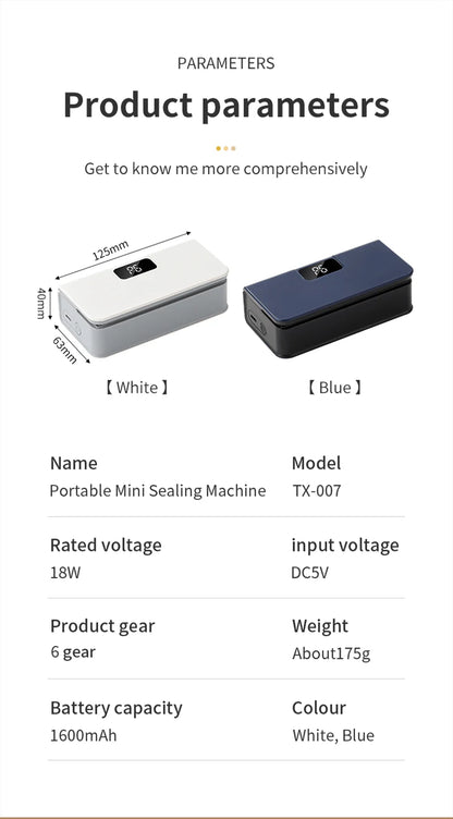 Bag Sealer Mini Plastic Bags Sealer 2in1 Portable Packaging thermal Sealing Machine Rechargeable Food Storage Plastic Bag Sealer