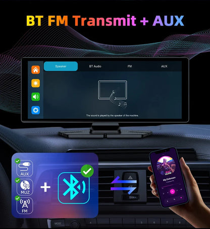 7"/10.26" 4K Dash Cam Wireless Carplay Android Auto 350° Rotating Lens Car DVR GPS Navigation Dashboard Video Recorder Bluetooth