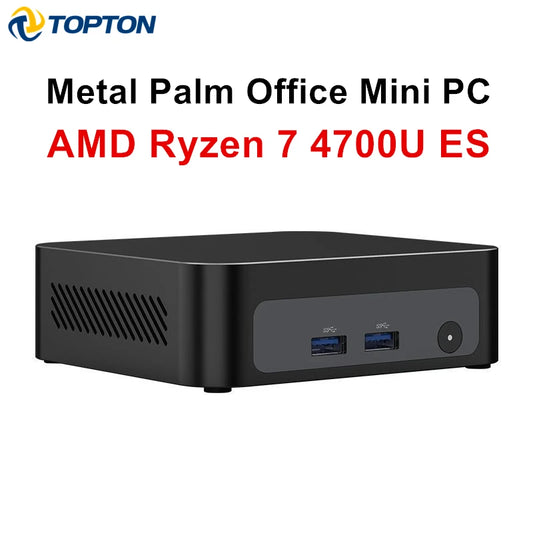 Topton Palm Gaming Mini PC AMD Ryzen 7 4700U ES 3 5300U ES 2*DDR4 2*M.2 Slots Portable Office Desktop PC Windows 11 MiniPC WiFi6