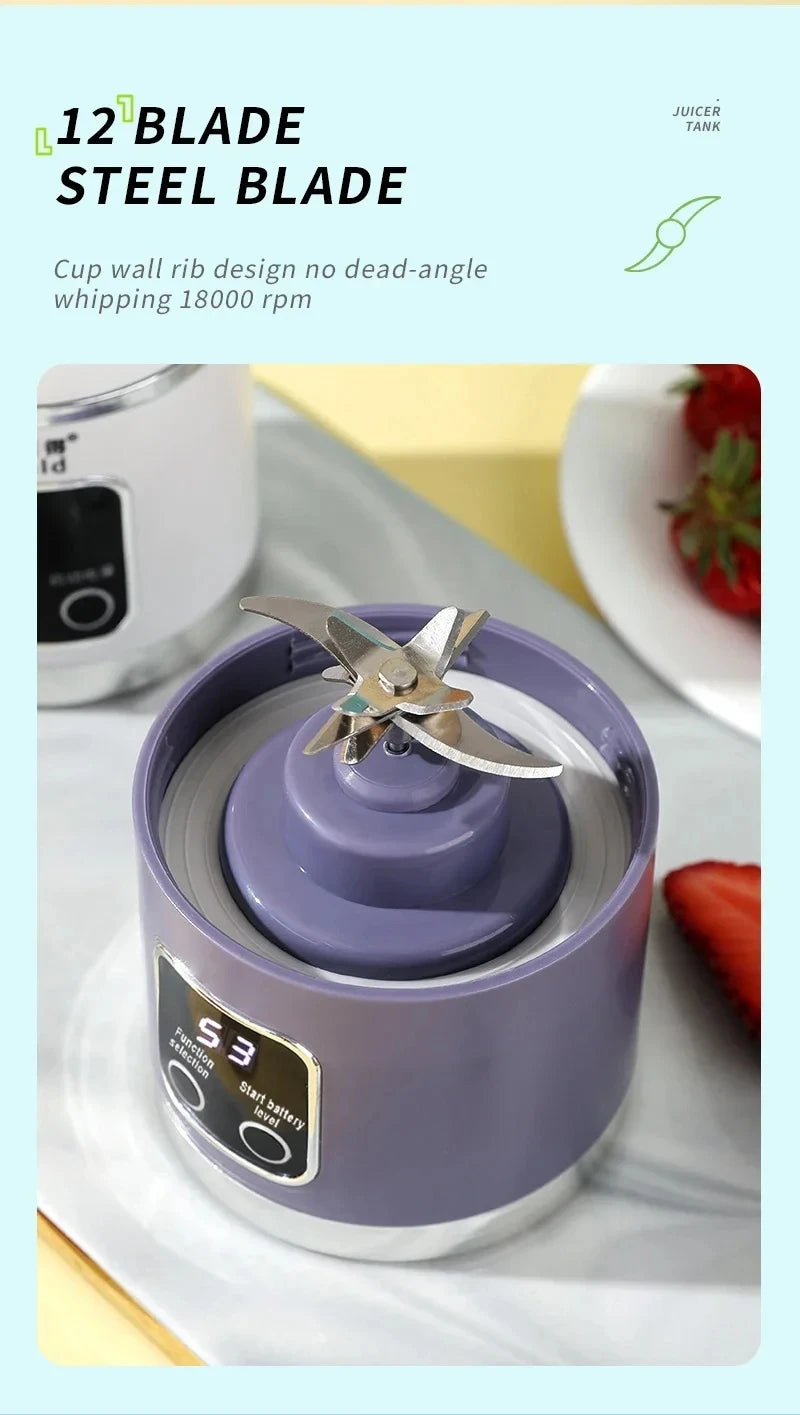 2026 New Household Charging MINI Crushed Ice Electric Juicer Powerful Motor 450ML Large Capacity Digital Display Juice Cup