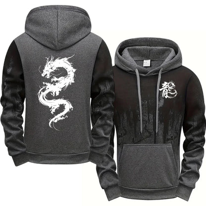Chinese Dragon Tracksuit Hooded Sweatshirt Sweatpants City Vibe Hoodie 2 Piece Set Autumn Winter Men's Daily Casual Sport Outfit