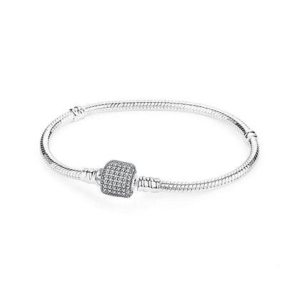 Original 925 Sterling Silver Bracelets Love Heart Moon Flower Butterfly Pave CZ Bracelets For Women DIY Jewelry Party Gift