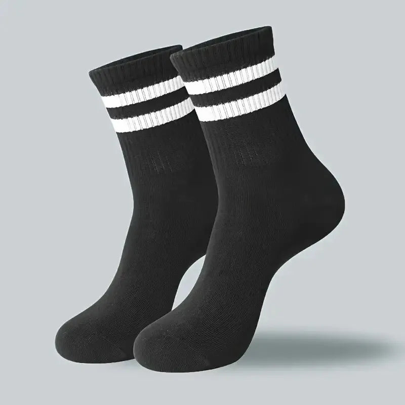10/20 Pairs Men Women Striped Round Neck Socks Spring Autumn Breathable Odor Proof Sweat Absorbing All-Season Casual Socks