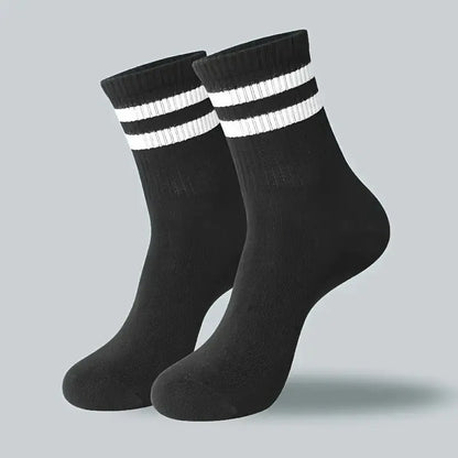 10/20 Pairs Men Women Striped Round Neck Socks Spring Autumn Breathable Odor Proof Sweat Absorbing All-Season Casual Socks