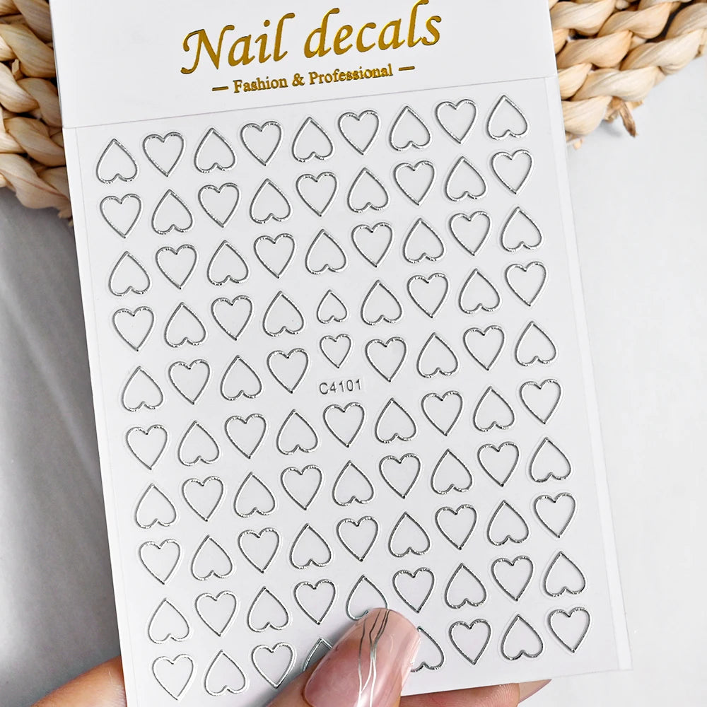 3D Metal Silver Flame Nails Stickers Gold Bronzing Stripe Lines Sliders Design Manicure French Nail Art Decoration Decal #Y2K