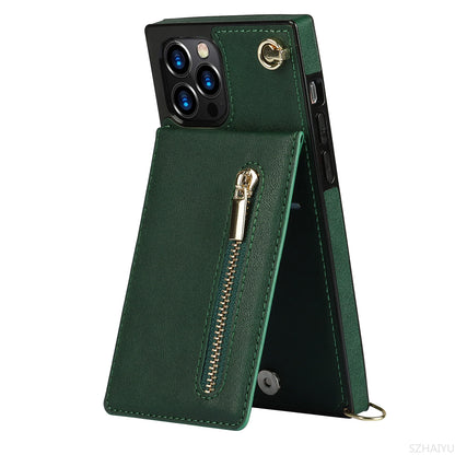 Zipper Wallet for IPhone 17 Air 16 16E 15 14 13 12 11 Pro Max Plus Case with Card Holder Lanyard Strap Crossbody Leather Cover