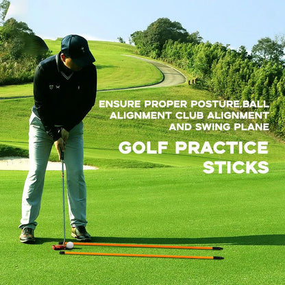PGM 2 Pcs Golf Alignment Sticks Alignment Rods Direction Indicator Swing Guide Tool with Clear Tube Case for Full Swing Practice