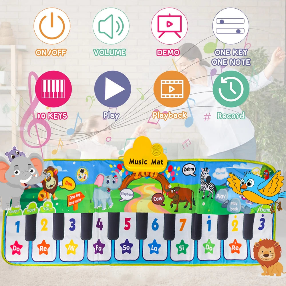 Piano Mat, Musical Mat, Floor Piano, Toddler Toys, Gifts for 1+Year Old Music Mat, 3 Instrument Sound Touch Playmat for Toddlers Touch Play Dancing Mat, Toy for Boy and Girl Gifts