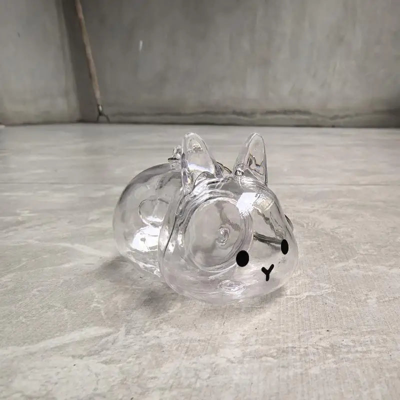 Cartoon Pet Hair Memorial Keyring - Cute Animal Rabbit Fur Organizer Keychain Transparent Storage Box Bag Pendant Pet Souvenirs