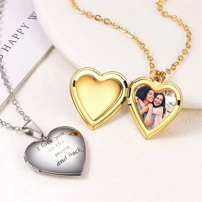 Personalized Locket Necklace for Women Custom Photo Heart Pendant Necklace Customized Picture Lockets Necklaces Birthday Gifts