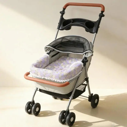 2025 New 2PCS Pet Strollers Cushion With Closures Soft Padding Pushchair Bedding Pad For Small Dog Travel Use