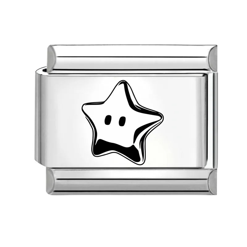 Laser Engraving Piano Heart Star Wings NO.7 Lips Italian Charm Links Fit 9mm Bracelet Stainless Steel Men Women DIY Making Gifts