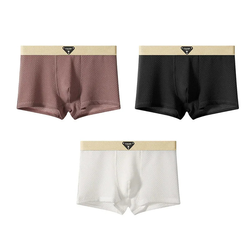 1/3PCS Men's Cool Ice Silk Boxers Shorts Summer Satin-like Solid Underpants Skin Friendly Breathable Mesh Crotch Male Underwear