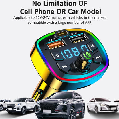 Bluetooth 5.0 FM Transmitter Handsfree Car MP3 Player With 20W USB Super Quick Charge Adapter for Car