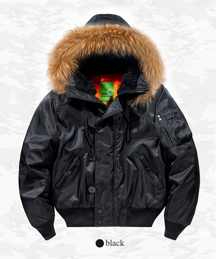Pilot Men's jackets Thicken Winter Jacket Padding Man Down Jacket Coat Parkas Outdoor Fur Hooded Cotton Padded Jacket HXY0257