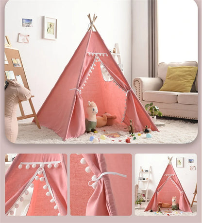 1.6m/1.3m Kid Tent Indoor Play House Wigwam for Child Portable Child Tipi Tents Teepee Toddler Ball Pit Girl Castle Play Room
